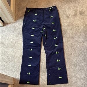 Lilly Pulitzer Woman's embroidered corduroy   Pants withGreen Whale Pattern